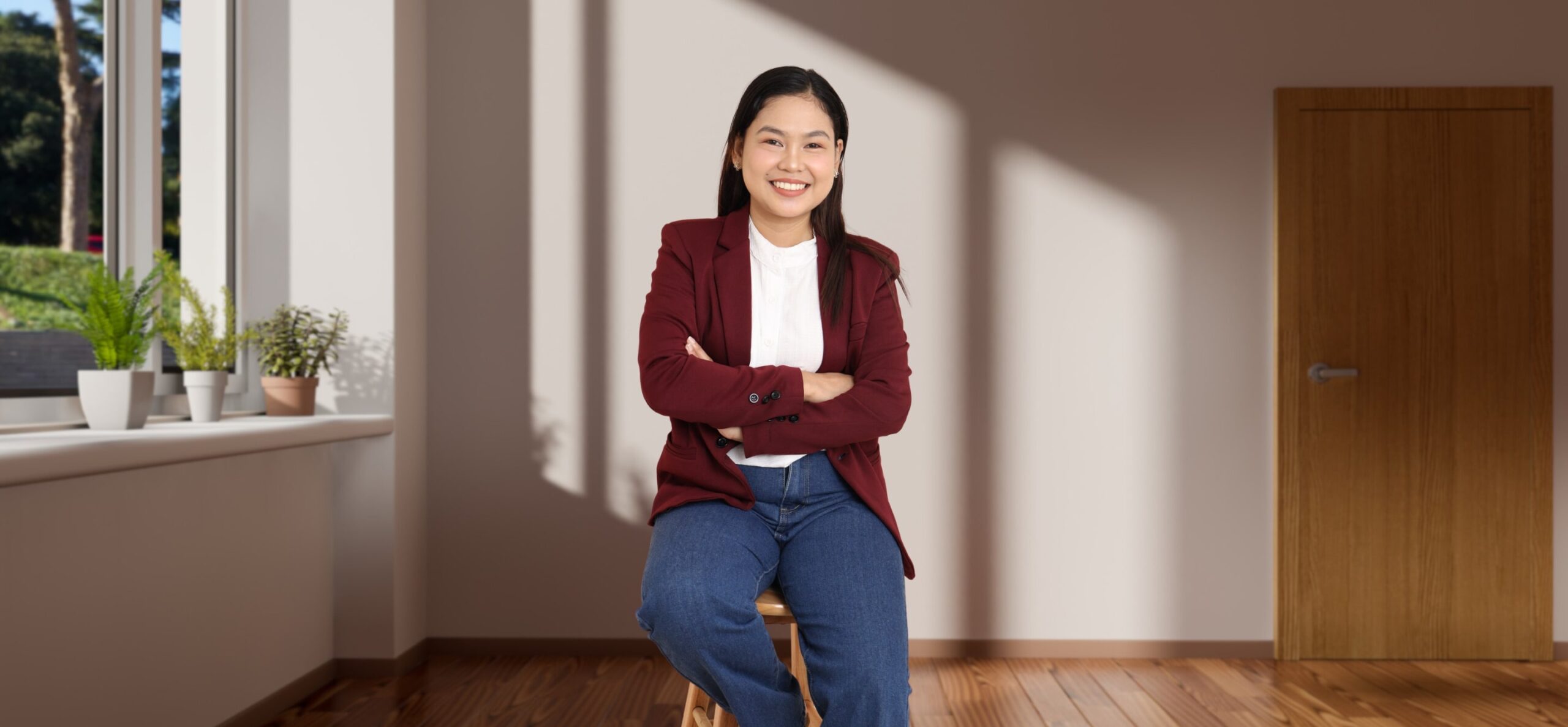 Roma sitting on a wooden high chair